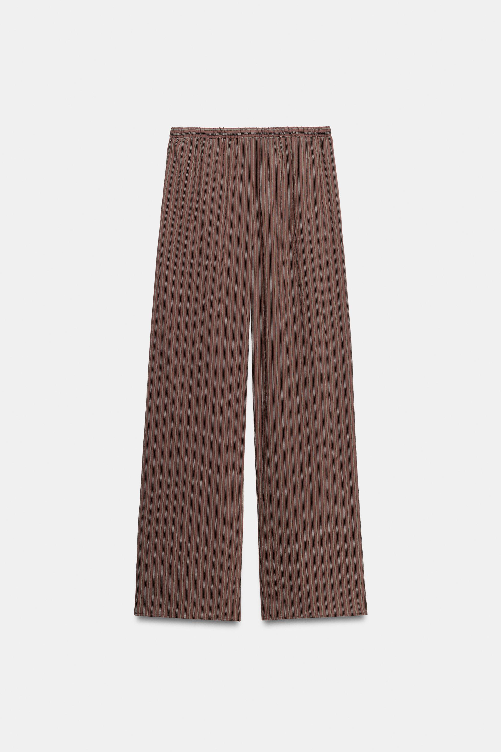 STRIPED WIDE-LEG PANTS